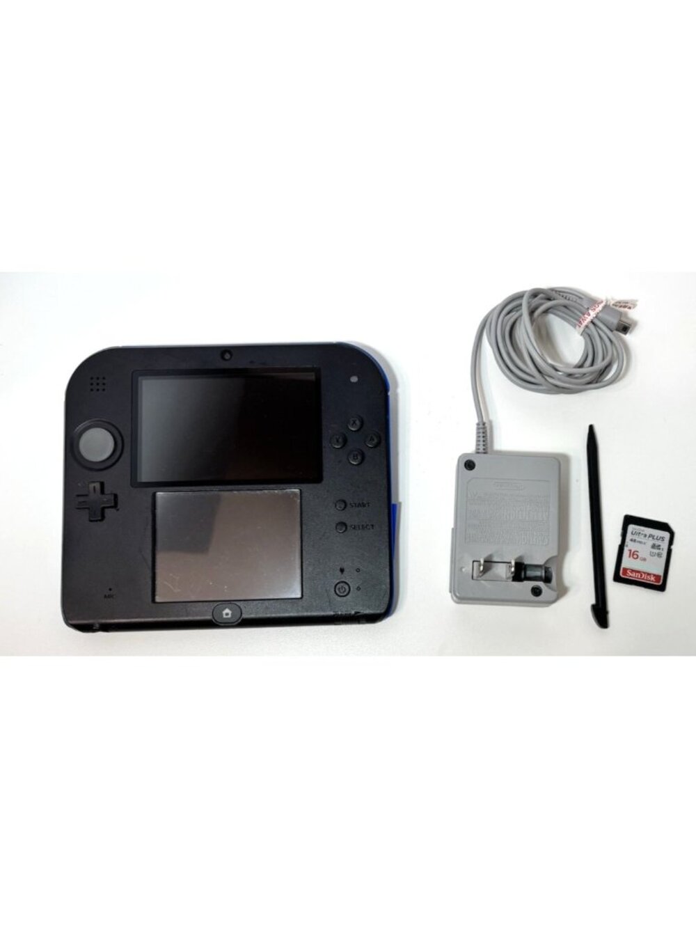 Nintendo 2DS Black/Blue Console W/ Charger and 16GB SD + stylus